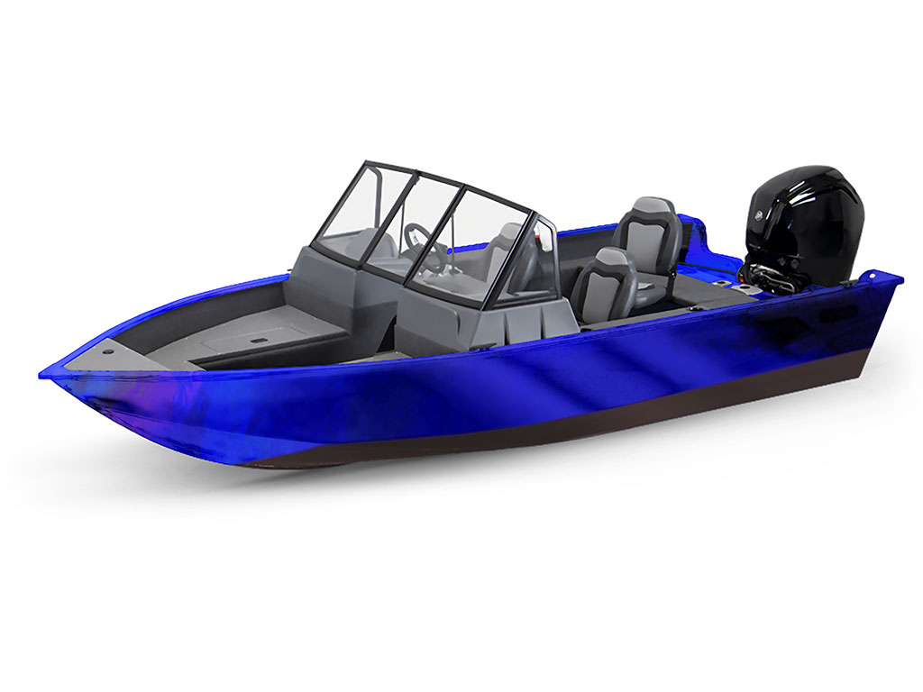 Rwraps Holographic Chrome Blue Neochrome Modified-V Hull DIY Fishing Boat Wrap