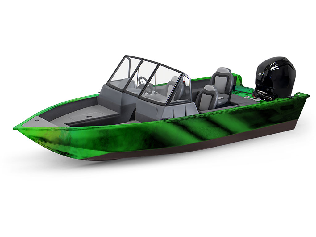Rwraps Holographic Chrome Green Neochrome Modified-V Hull DIY Fishing Boat Wrap