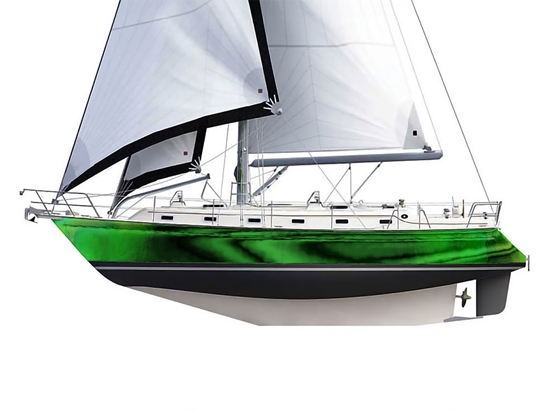 Rwraps Holographic Chrome Green Neochrome Customized Cruiser Boat Wraps