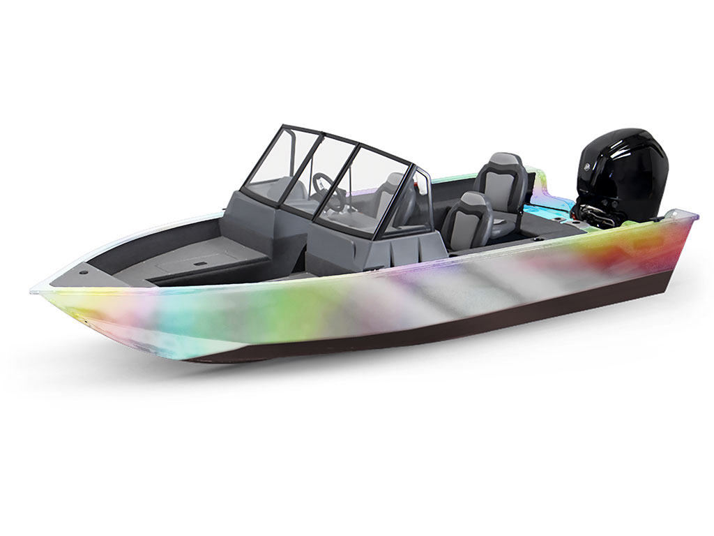 Rwraps Holographic Chrome Silver Neochrome (Matte) Modified-V Hull DIY Fishing Boat Wrap