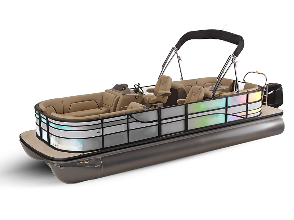 Rwraps Holographic Chrome Silver Neochrome (Matte) Pontoon Custom Boat Wrap