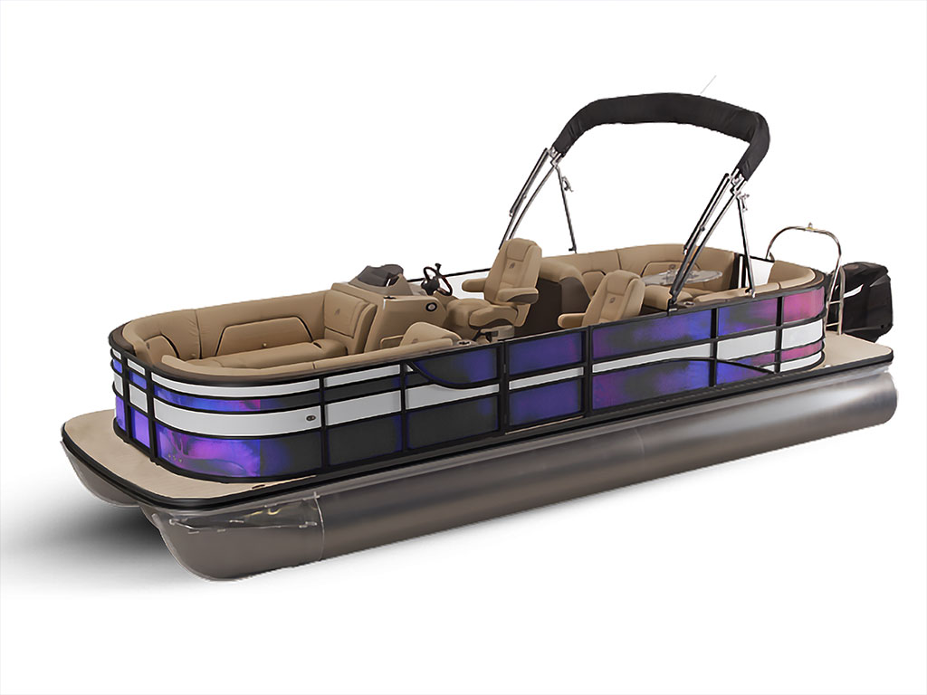 Rwraps Holographic Chrome Purple Neochrome Pontoon Custom Boat Wrap