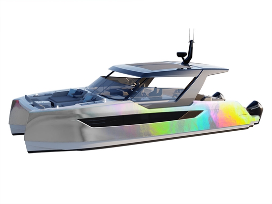 Rwraps Holographic Chrome Silver Neochrome Catamaran Dual-Hull Vinyl Film Wraps