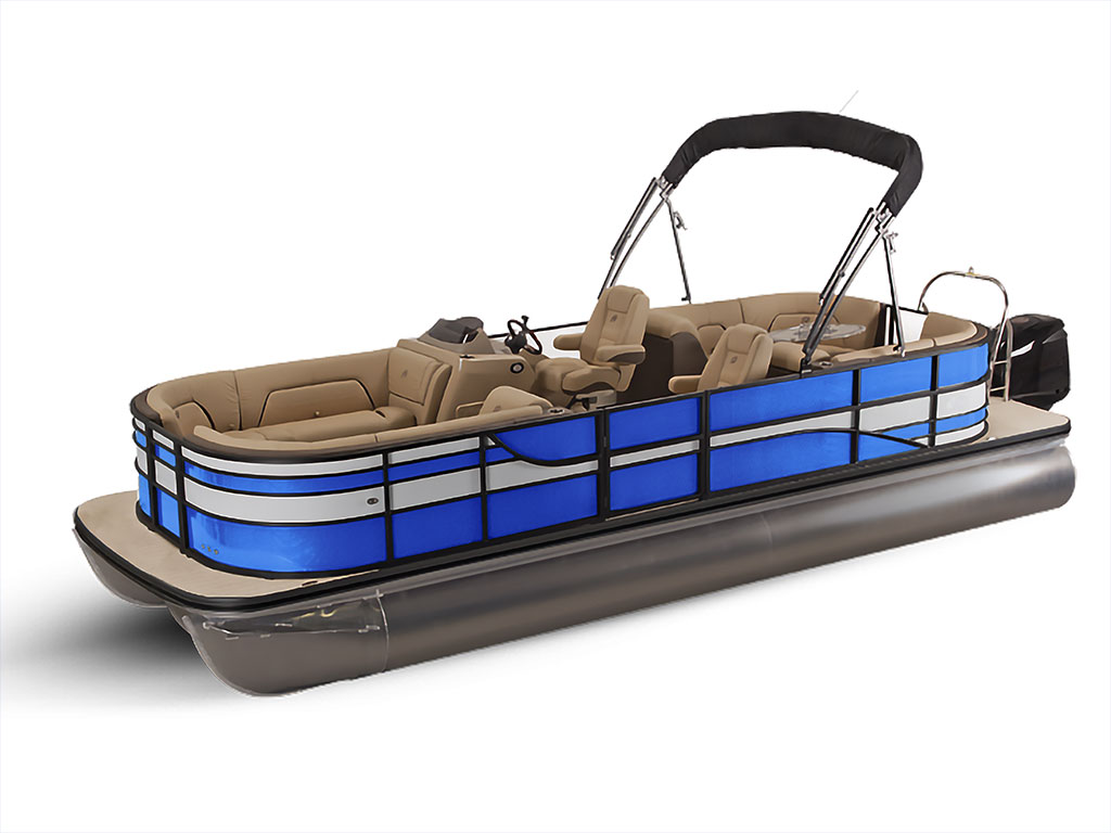 Rwraps Hyper Gloss Blue Pontoon Custom Boat Wrap