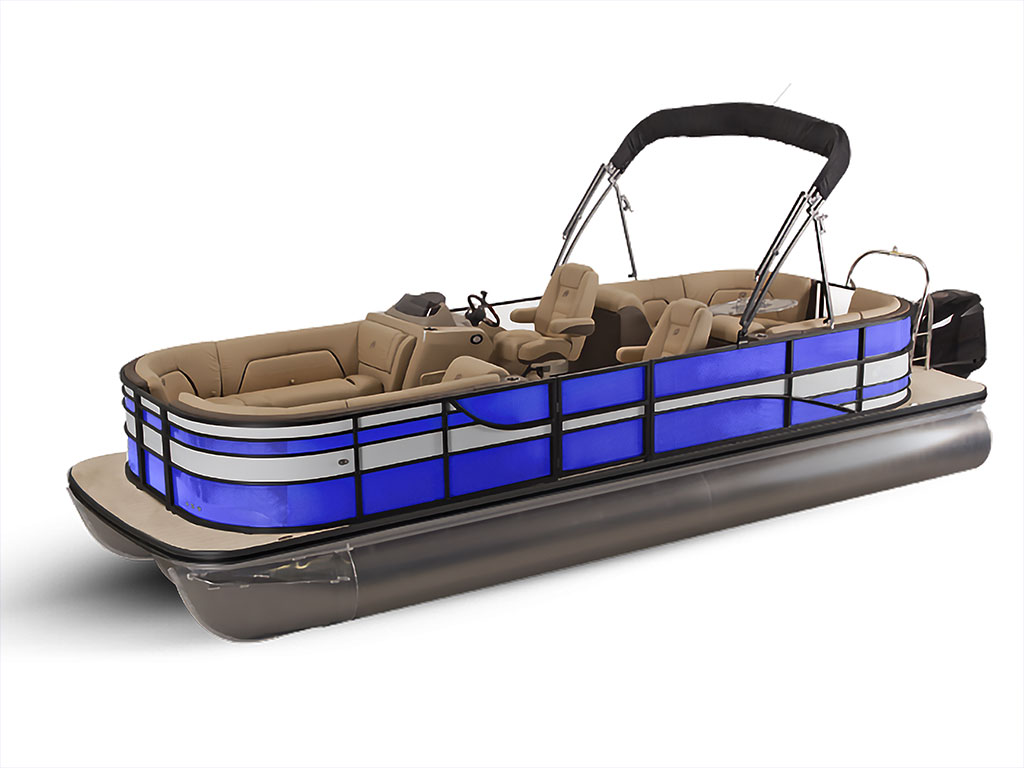 Rwraps Matte Chrome Blue Pontoon Custom Boat Wrap
