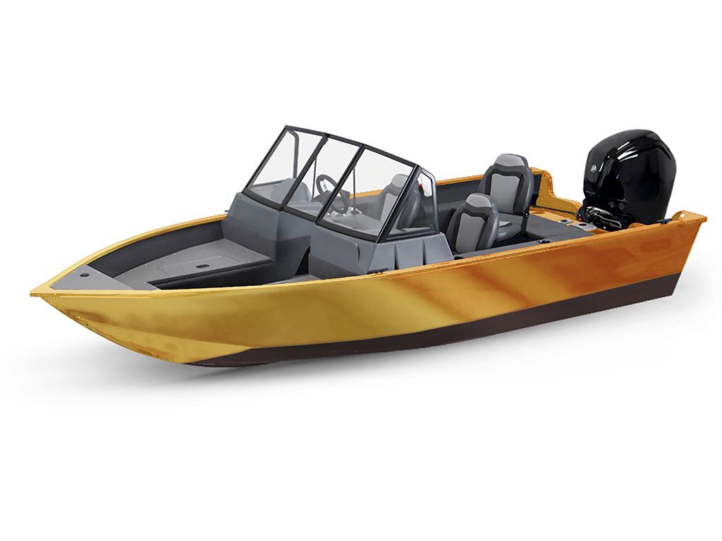 Rwraps Matte Chrome Gold Modified-V Hull DIY Fishing Boat Wrap