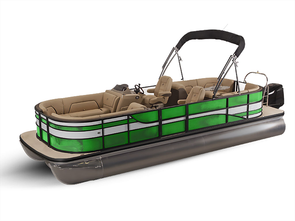 Rwraps Matte Chrome Green Pontoon Custom Boat Wrap