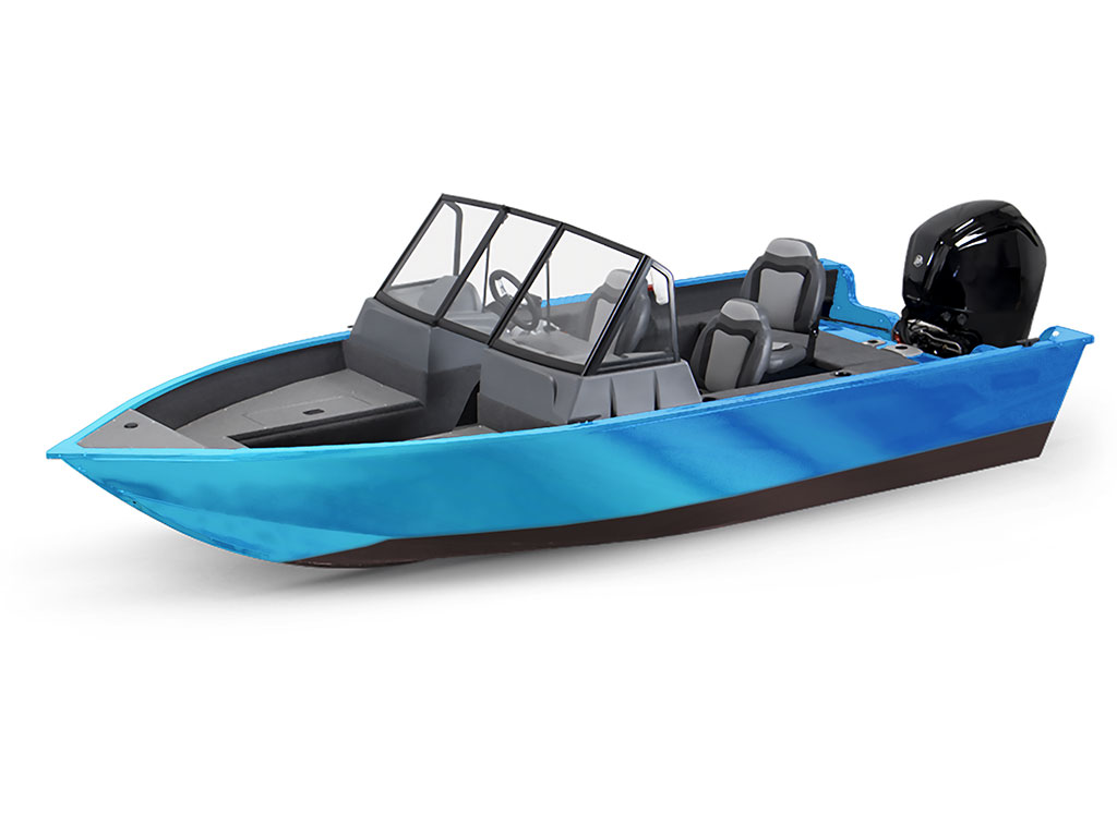 Rwraps Matte Chrome Light Blue Modified-V Hull DIY Fishing Boat Wrap