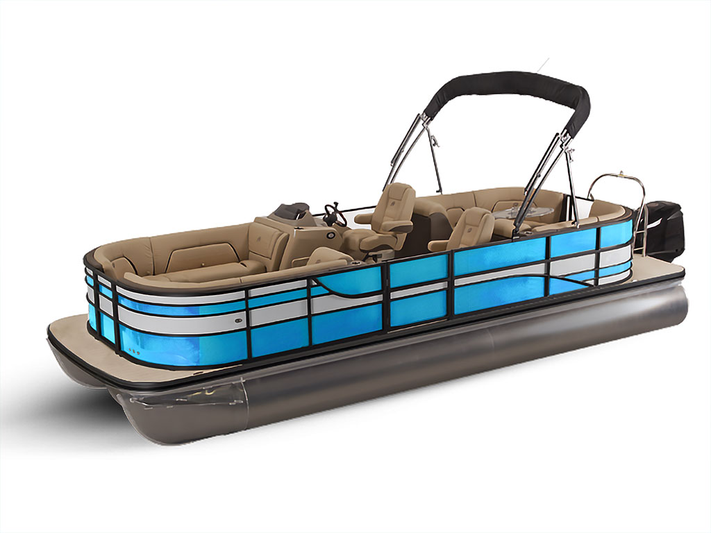Rwraps Matte Chrome Light Blue Pontoon Custom Boat Wrap