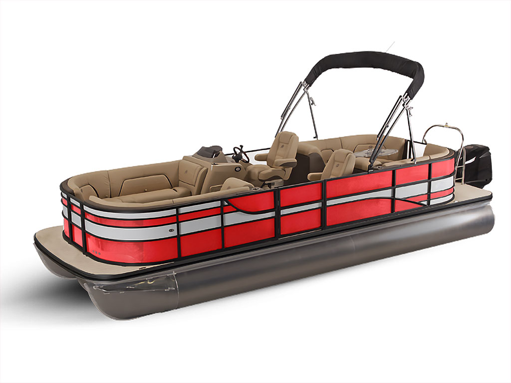 Rwraps Matte Chrome Red Pontoon Custom Boat Wrap