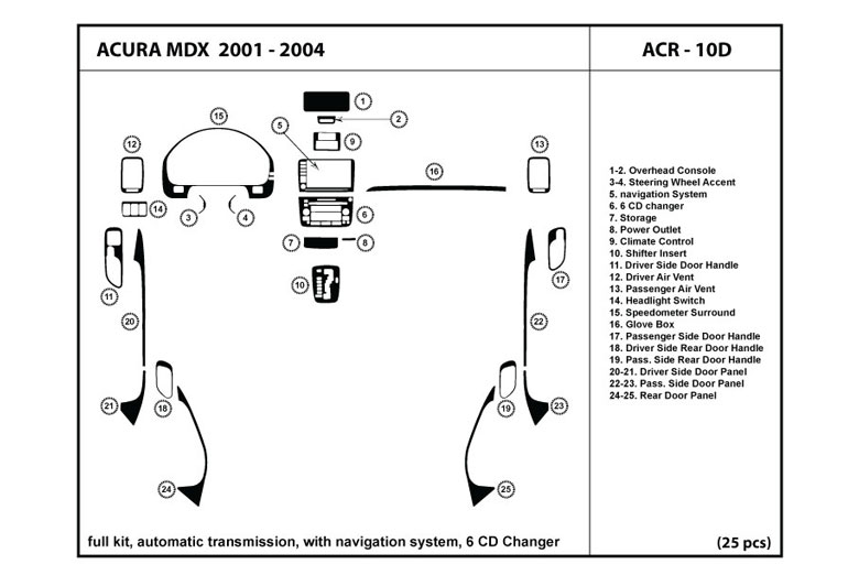 2001 Acura MDX DL Auto Dash Kit Diagram