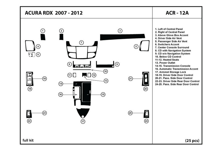 2007 Acura RDX DL Auto Dash Kit Diagram