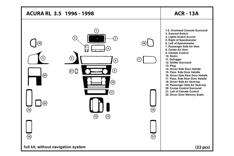 1996 Acura RL DL Auto Dash Kit Diagram