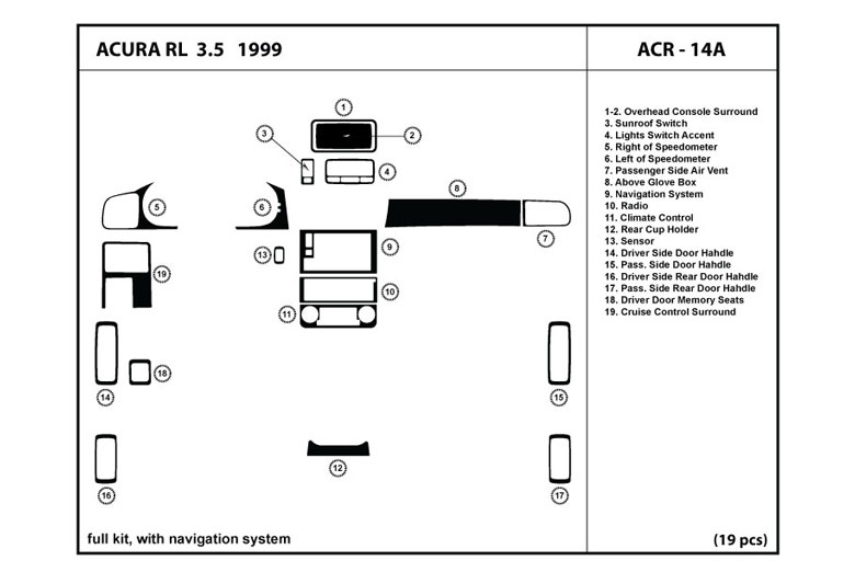 2000 Acura RL DL Auto Dash Kit Diagram