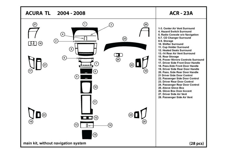2004 Acura TL DL Auto Dash Kit Diagram