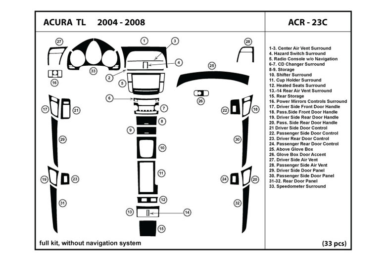 2004 Acura TL DL Auto Dash Kit Diagram