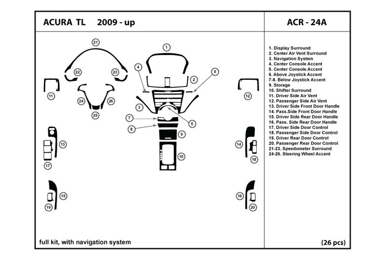 DL Auto™ Acura TL 2009-2013 Dash Kits