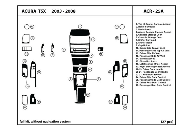 2004 Acura TSX DL Auto Dash Kit Diagram
