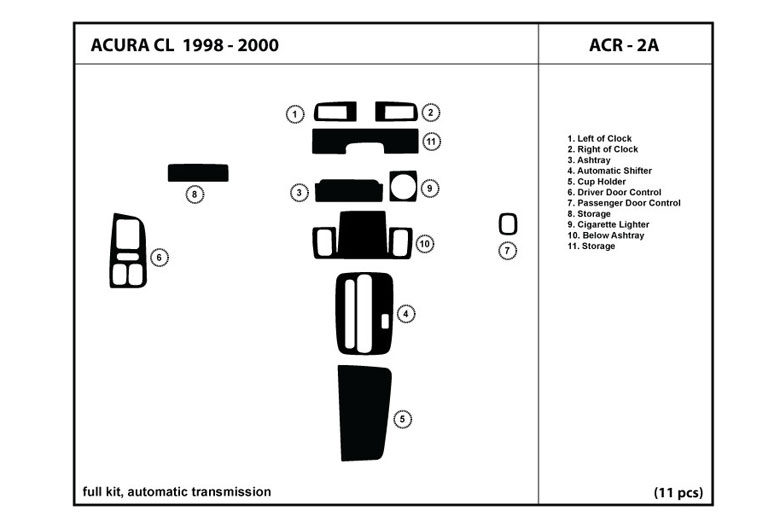 1998 Acura CL DL Auto Dash Kit Diagram