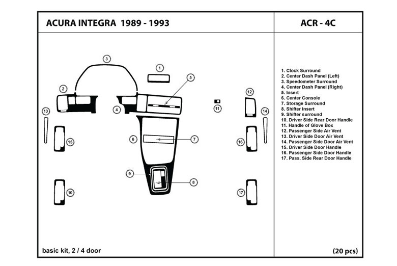 1989 Acura Integra DL Auto Dash Kit Diagram