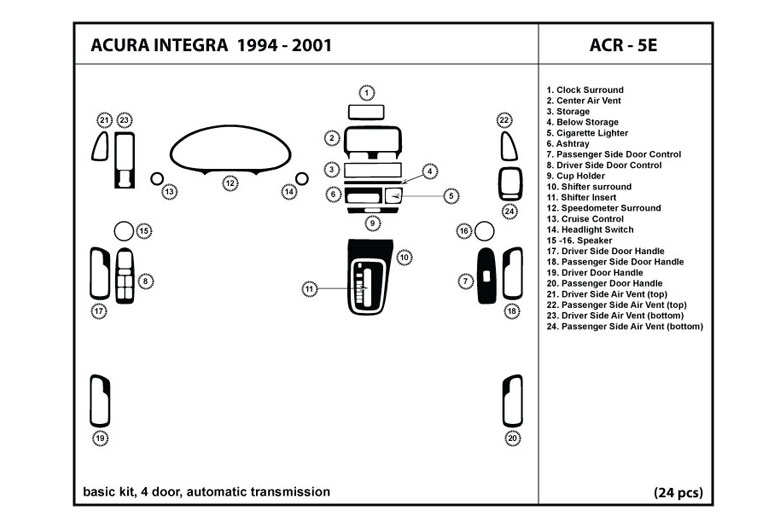 1994 Acura Integra DL Auto Dash Kit Diagram