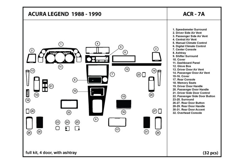 1988 Acura Legend DL Auto Dash Kit Diagram