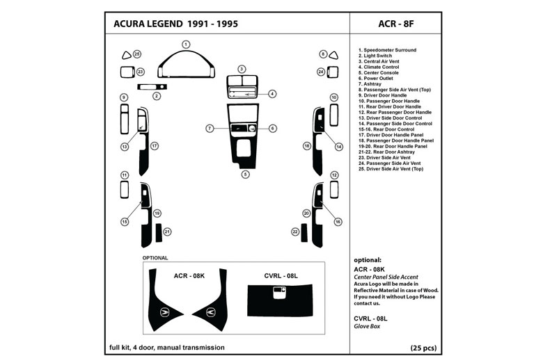 1991 Acura Legend DL Auto Dash Kit Diagram