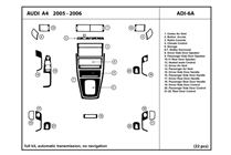 2006 Audi A4 DL Auto Dash Kit Diagram