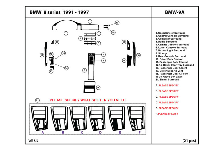 DL Auto™ BMW 8-Series 1991-1997 Dash Kits