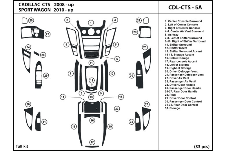 2008 Cadillac CTS DL Auto Dash Kit Diagram