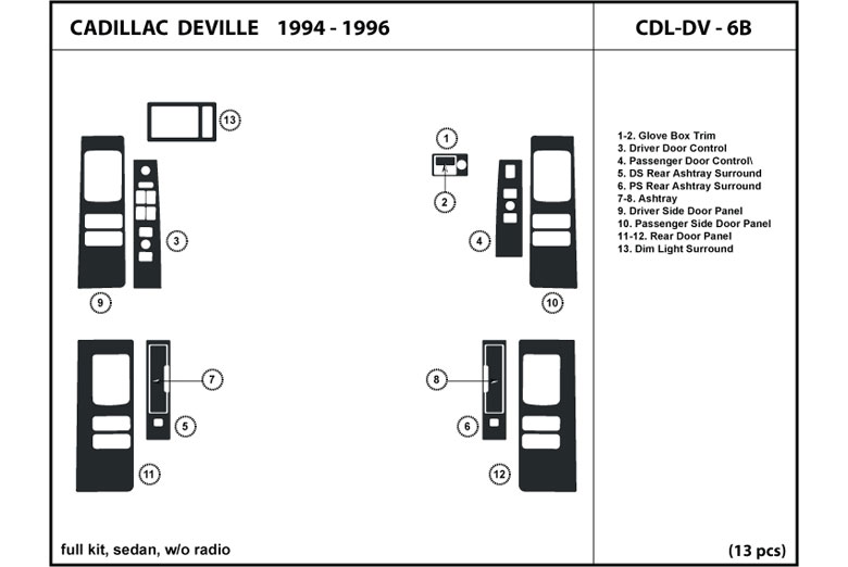 1994 Cadillac Deville DL Auto Dash Kit Diagram
