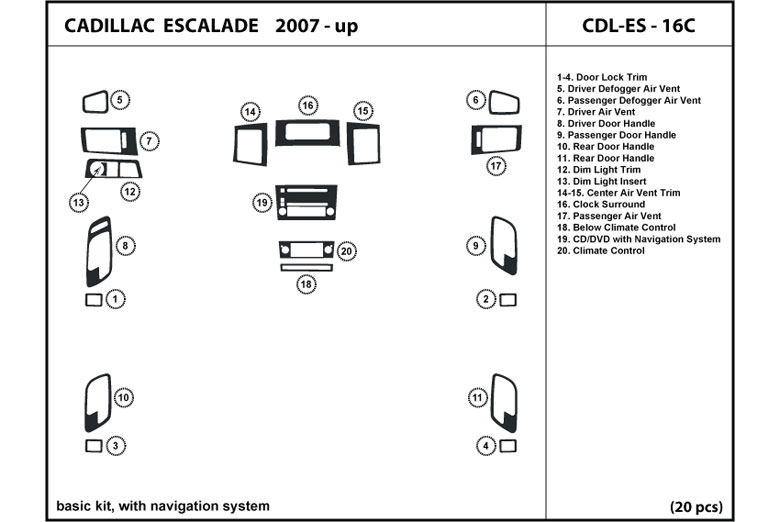DL Auto™ Cadillac Escalade 2007-2012 Dash Kits