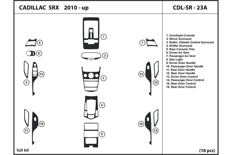 2010 Cadillac SRX DL Auto Dash Kit Diagram