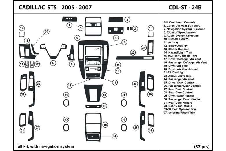 2005 Cadillac STS DL Auto Dash Kit Diagram