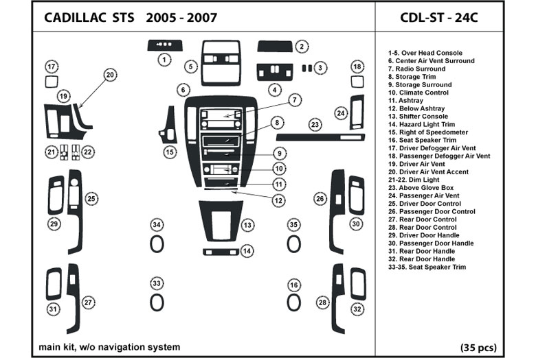 2005 Cadillac STS DL Auto Dash Kit Diagram