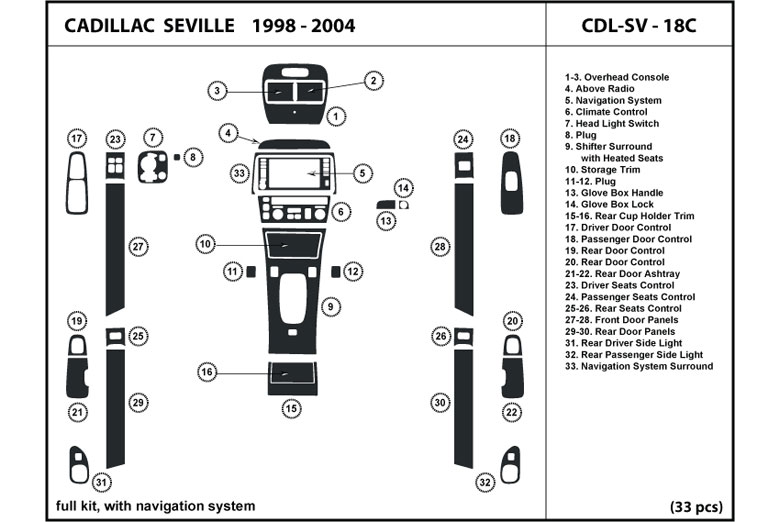1998 Cadillac Seville DL Auto Dash Kit Diagram
