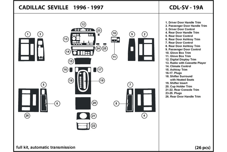 1996 Cadillac Seville DL Auto Dash Kit Diagram