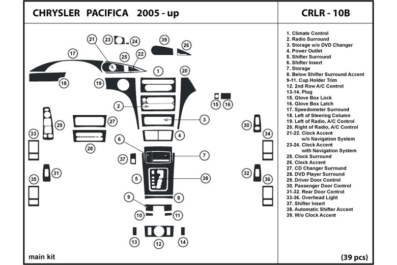 2005 Chrysler Pacifica DL Auto Dash Kit Diagram