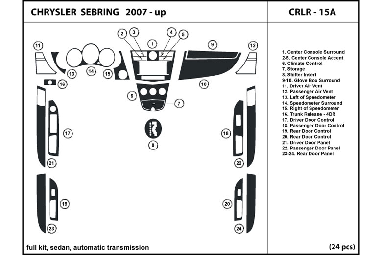 2007 Chrysler Sebring DL Auto Dash Kit Diagram