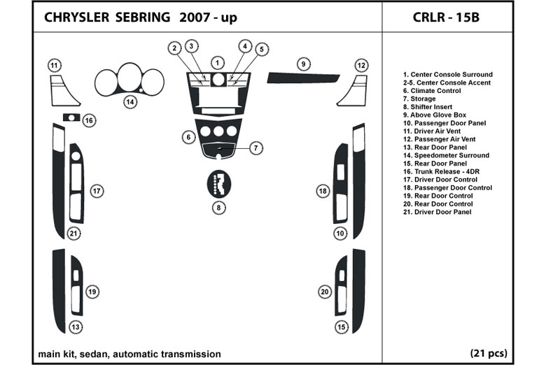 2007 Chrysler Sebring DL Auto Dash Kit Diagram