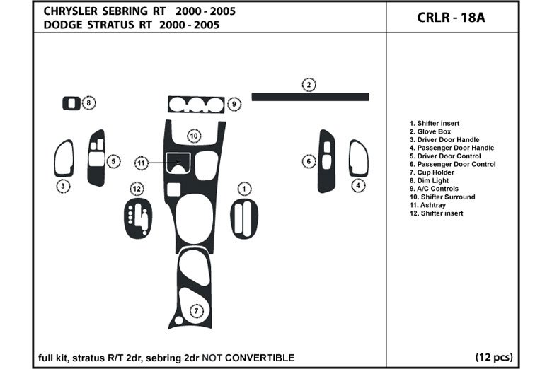 2000 Dodge Stratus DL Auto Dash Kit Diagram
