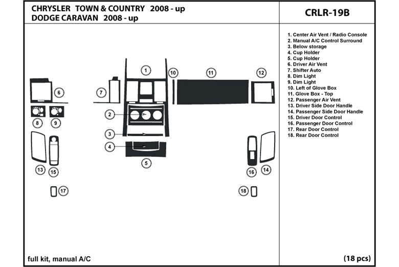 DL Auto™ Chrysler Town and Country 2008-2010 Dash Kits