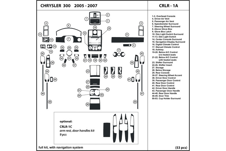 2005 Chrysler 300 DL Auto Dash Kit Diagram