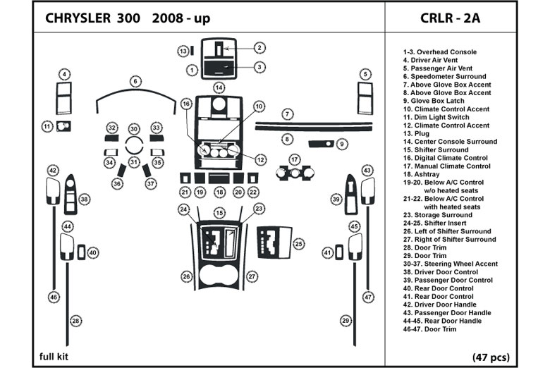 2008 Chrysler 300 DL Auto Dash Kit Diagram