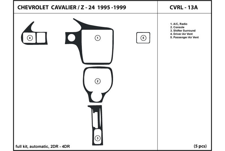 1995 Chevrolet Cavalier DL Auto Dash Kit Diagram