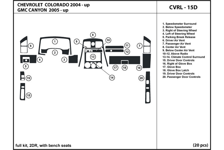 2004 Chevrolet Colorado DL Auto Dash Kit Diagram