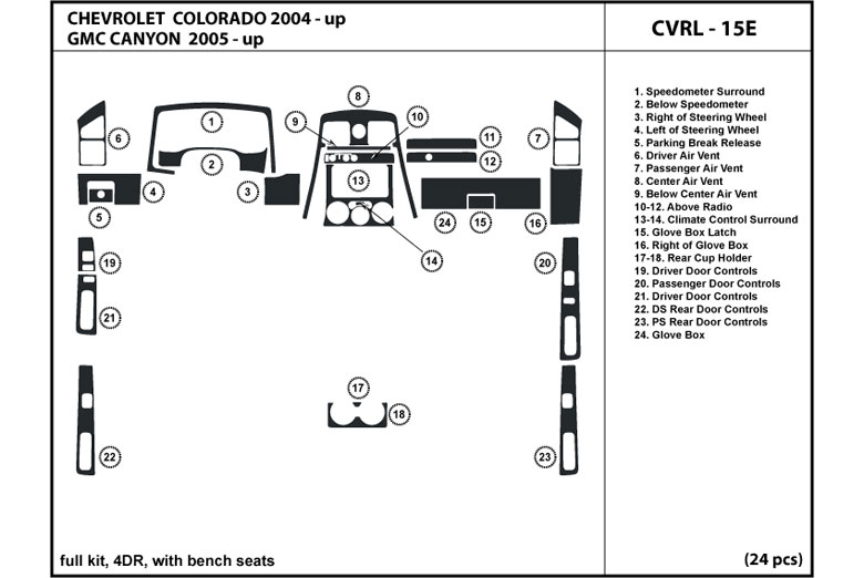 2004 Chevrolet Colorado DL Auto Dash Kit Diagram