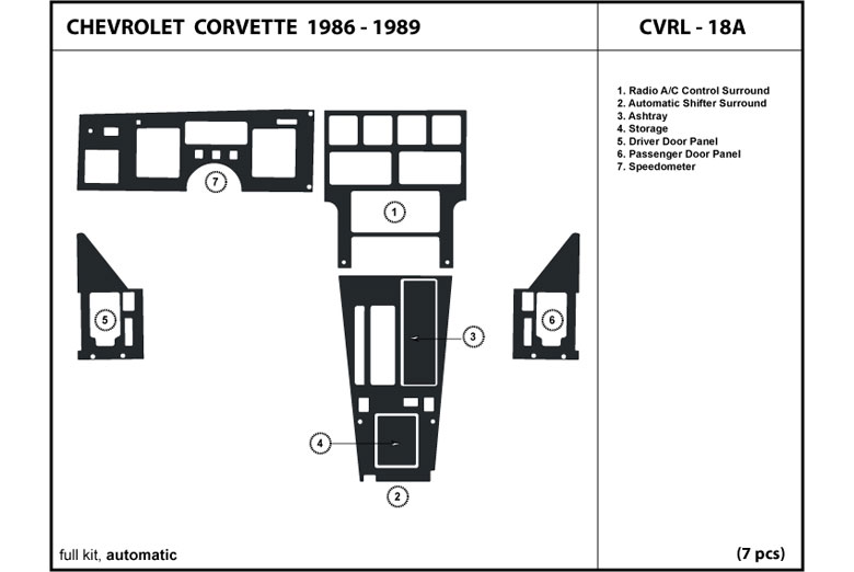 DL Auto™ Chevrolet Corvette 1986-1989 Dash Kits
