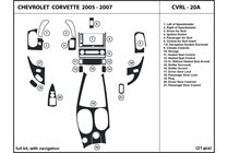 2011 Chevrolet Corvette DL Auto Dash Kit Diagram