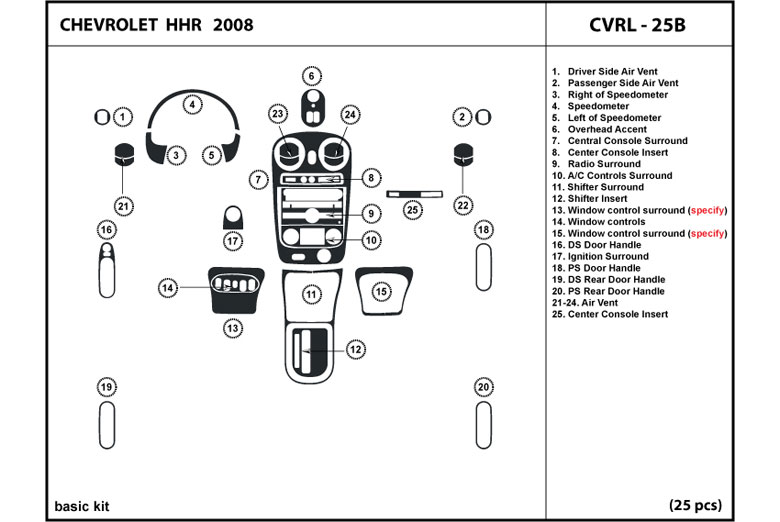 2008 Chevrolet HHR DL Auto Dash Kit Diagram